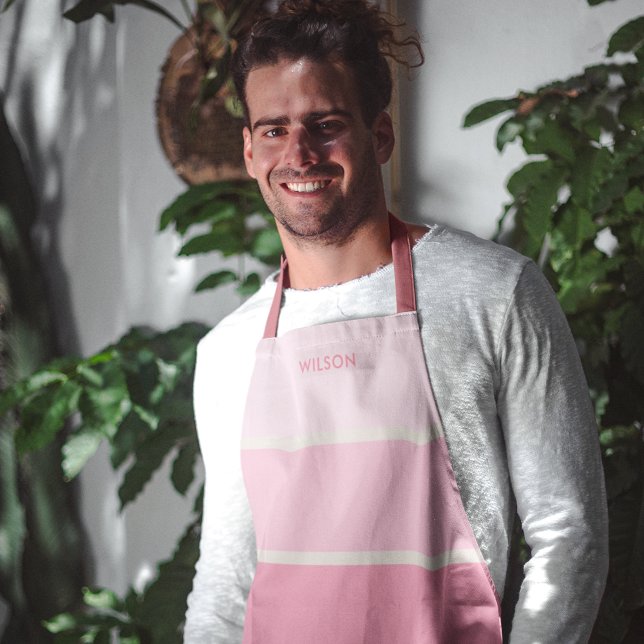 Tablier Monogramme de bande de dégradé rose en gras (Créateur téléchargé)