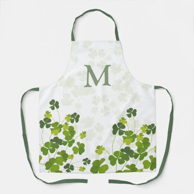 Tablier Monogramme de bouquet Shamrock vert (Recto)