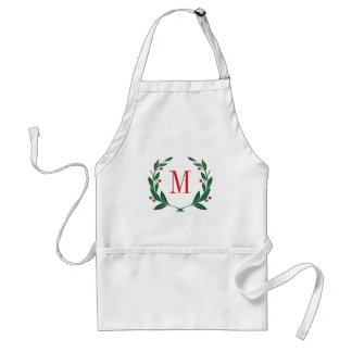 Tablier Monogramme de couronne de laurier de Noël