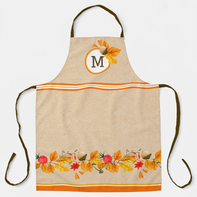 Tablier Monogramme de feuilles d'automne (Recto)