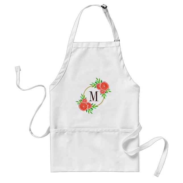 Tablier Monogramme de fruits d'agrumes d'agrumes rose aqua (Devant)