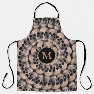 Tablier Monogramme de la tête de crâne gothique Vintage Se