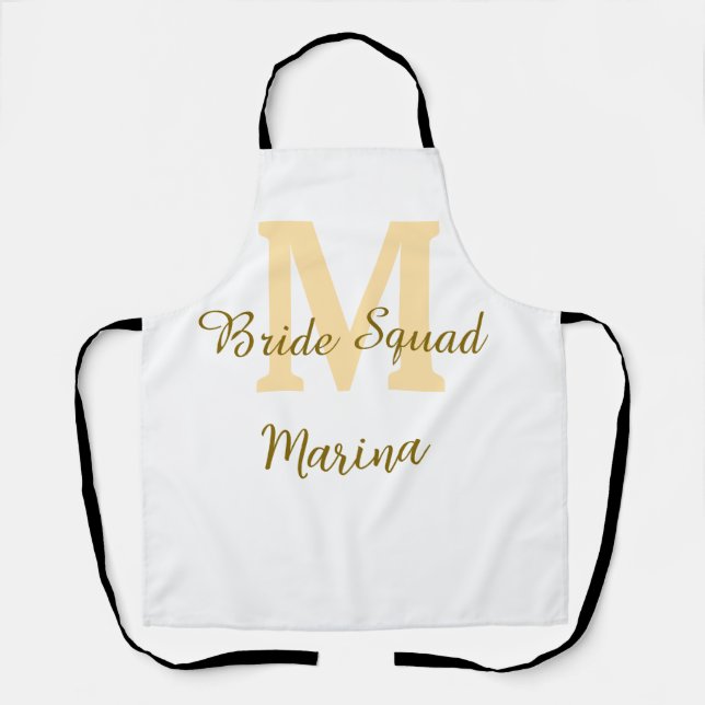 Tablier Monogramme de l'équipe de la mariée simple shower  (Recto)