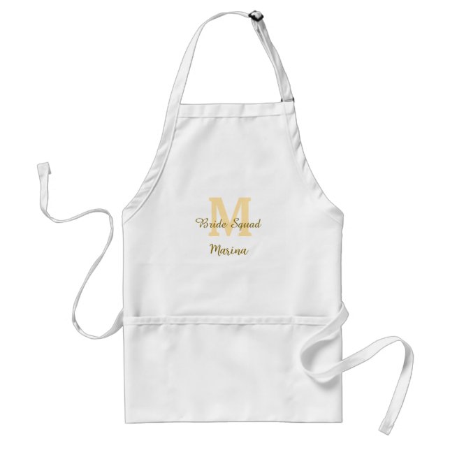 Tablier Monogramme de l'équipe de la mariée simple shower  (Devant)