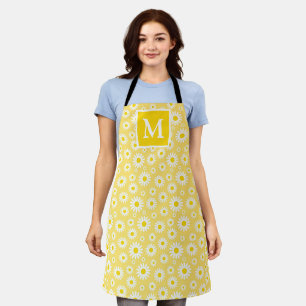 Tablier Monogramme de marguerites jaunes et blanches de pr