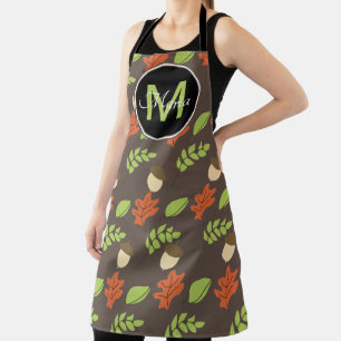 Tablier Monogramme de motif dessiné à la main avec glands 