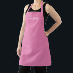 Tablier Monogramme de nom de script moderne personnalisé r<br><div class="desc">Tablier de cuisine avec texte de nom de script moderne personnalisé rose monogramme couleur unie simple rose et blanc féminin élégant chic. Personnalisez-le avec un nom, une citation, une phrase ou un texte. Idéal pour les cuisiniers, les chefs, la poterie, la céramique, l'artisanat, le travail, la cuisine, la pâtisserie, le...</div>