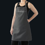 Tablier Monogramme de nom de script personnalisé gris char<br><div class="desc">Texte de monogramme de nom de script moderne personnalisé gris charbon couleur unie solide girly élégant chic gris charbon et blanc tablier de cuisine. Personnalisez-le avec un nom, une citation, une phrase ou un texte. Idéal pour les cuisiniers, les chefs, la poterie, la céramique, l'artisanat, le travail, la cuisine, la...</div>