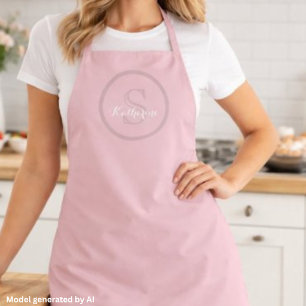 Tablier Monogramme de nom personnalisé Rose Poussiéreuse