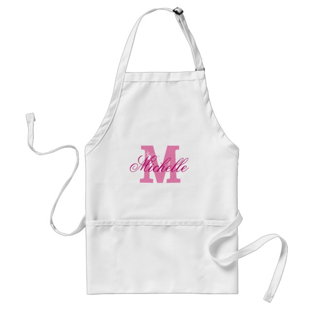 Tablier monogramme de nom rose personnalisé pour f (Devant)