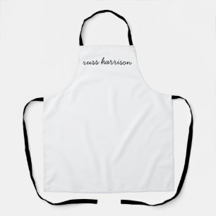 Tablier Monogramme de style moderne minimaliste blanc scri