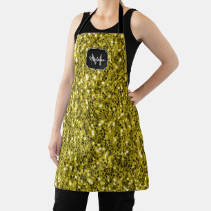 Tablier Monogramme doré foncé jaune faux parties scintilla