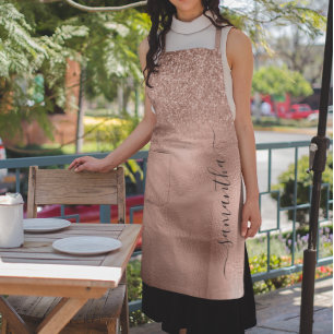 Tablier Monogramme écriture métallisé rose gold pailleté