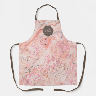 Tablier Monogramme élégant en marbre rose