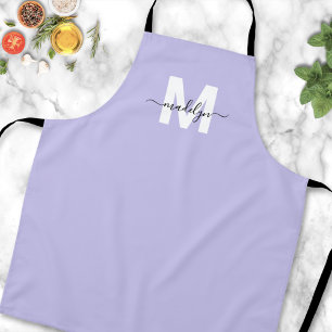 Tablier Monogramme Élégant Minimaliste Lavande Violet