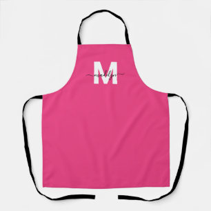 Tablier Monogramme Élégant Minimaliste Moderne Rose