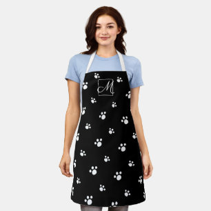 Tablier Monogramme Empreinte de patte de chien mou noir et