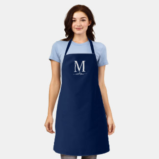 Tablier Monogramme et calligraphie avec couleur modifiable