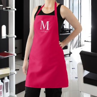 Tablier Monogramme et calligraphie avec couleur modifiable