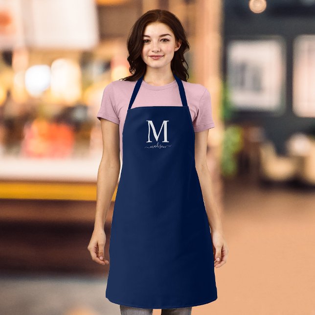 Tablier Monogramme et calligraphie avec couleur modifiable (Créateur téléchargé)