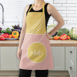 Tablier Monogramme et nom pastel personnalisé tendance<br><div class="desc">Le rose pastel tendance,  et la moutarde jaune,  les couleurs géométriques bloquent l'aire décorative avec un cercle,  des formes triangulaire et rectangle et de fines lignes blanches.              Personnalisez-le avec votre nom et votre monogramme !</div>
