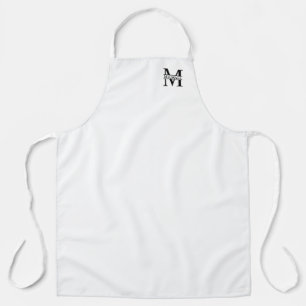 Tablier Monogramme et nom personnalisé noir et blanc