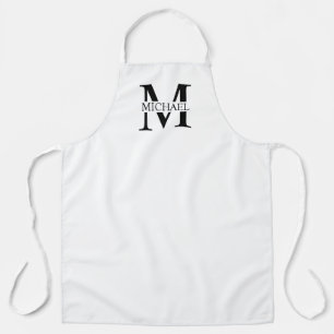 Tablier Monogramme et nom personnalisés blancs