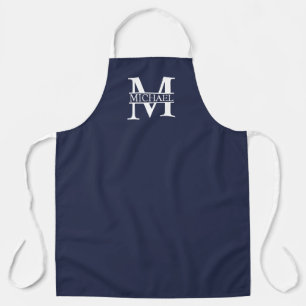 Tablier Monogramme et nom personnalisés bleu marine