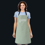 Tablier Monogramme et nom personnalisés de Sage Vert moder<br><div class="desc">Le Monogramme et le Nom Personnalisés Sage Vert Moderne Apron est un ajout élégant et pratique à votre tenue de cuisine. Il présente une couleur verte sage sophistiquée avec votre monogramme et votre nom personnalisés, offrant une touche unique et élégante. Ce tablier est conçu pour protéger vos vêtements lors de...</div>