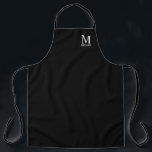 Tablier Monogramme et nom personnalisés en noir<br><div class="desc">Monogramme personnalisé et Nom Giftfeatures monogramme personnalisé et nom en blanc classique serif style de police sur arrière - plan noir.
Parfait comme cadeau de vacances, cadeau de fête des pères pour papa et cadeau pour toutes les occasions spéciales.</div>