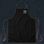 Tablier Monogramme et nom personnalisés en noir<br><div class="desc">Monogramme personnalisé et Nom Giftfeatures monogramme personnalisé et nom en blanc classique serif style de police sur arrière - plan noir.
Parfait comme cadeau de vacances, cadeau de fête des pères pour papa et cadeau pour toutes les occasions spéciales.</div>