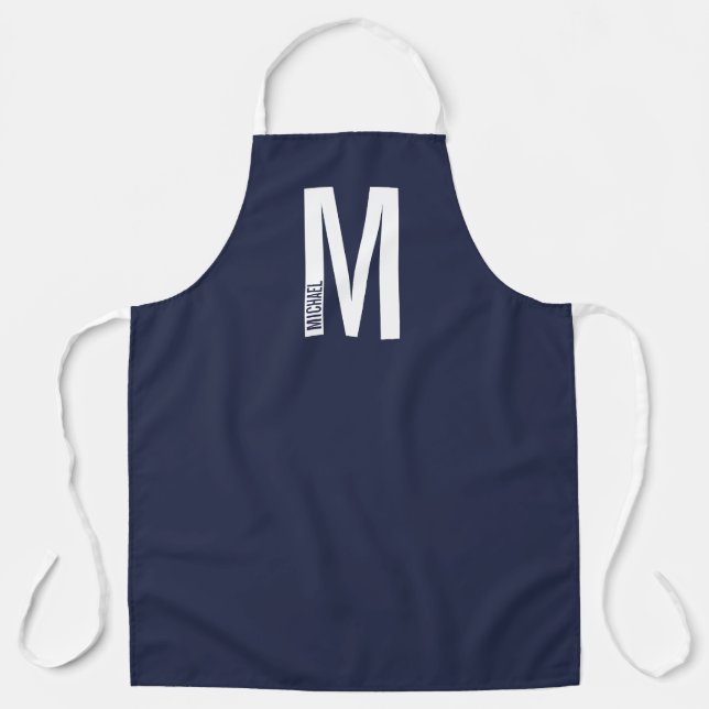 Tablier Monogramme et nom personnalisés modernes (Recto)