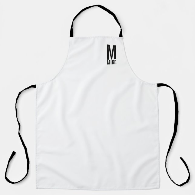 Tablier Monogramme et nom personnalisés modernes (Recto)