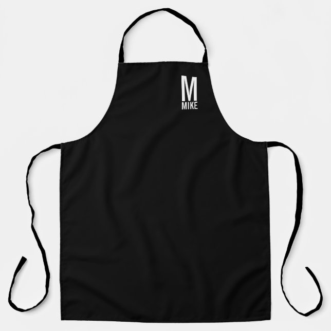 Tablier Monogramme et nom personnalisés modernes (Recto)