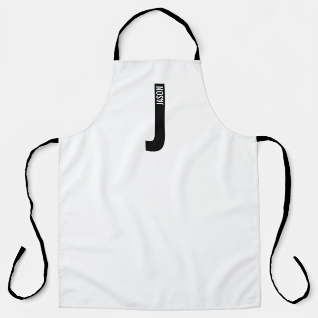Tablier Monogramme et nom personnalisés modernes (Recto)