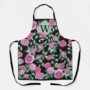 Tablier Monogramme Eucalyptus Rose Aquarelle Design