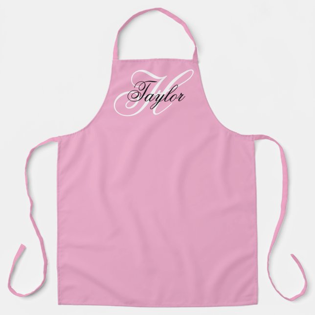 Tablier Monogramme fantaisie noir et blanc Rose (Recto)