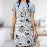 Tablier Monogramme Féminin Élégant<br><div class="desc">Ajoutez une touche de sophistication à votre cuisine ou espace de travail avec ce tablier chic, orné d'un monogramme personnalisé en haut. Le motif floral botanique omniprésent apporte une touche de nature et de printemps à vos tâches quotidiennes, ce qui le rend parfait pour cuisiner et arranger des fleurs. Le...</div>