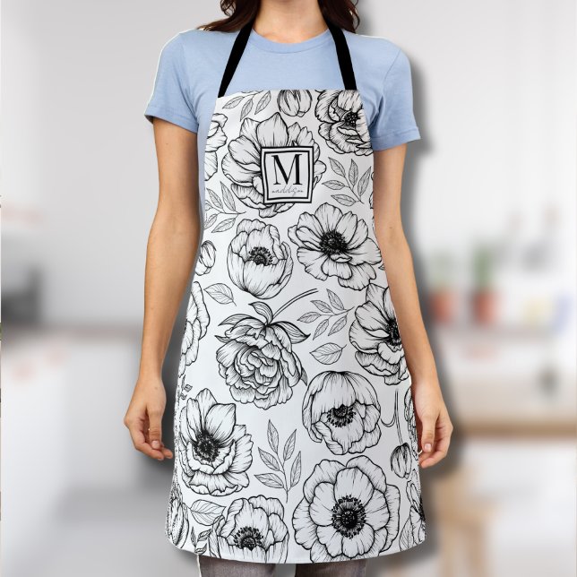Tablier Monogramme Féminin Élégant (Elegant Feminine Monogram Apron)