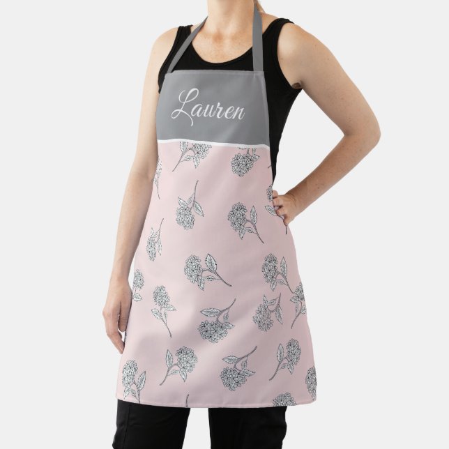 Tablier Monogramme Fleurs Botaniques Intemporelles Rose Pâ (Insitu)