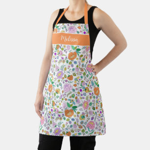 Tablier Monogramme floral coloré et plaisant Botanique