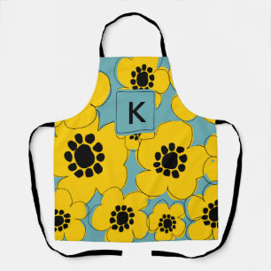 Tablier Monogramme floral jaune soleil