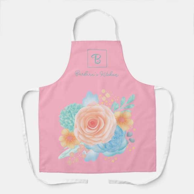 Tablier Monogramme Floral Rose rose (Recto)