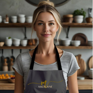Tablier Monogramme gris or couleur personnelle