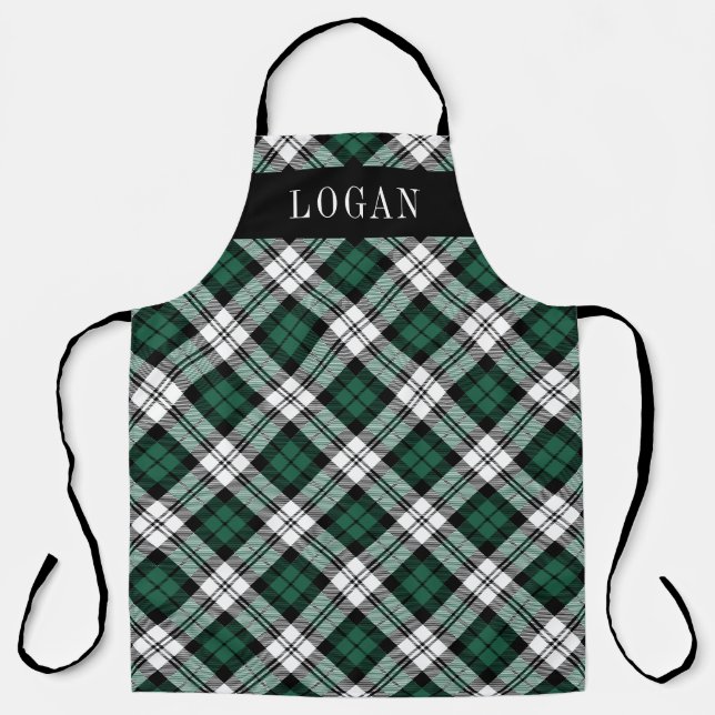 Tablier Monogramme Hommes Carreaux Noir Vert Classique Bla (Recto)