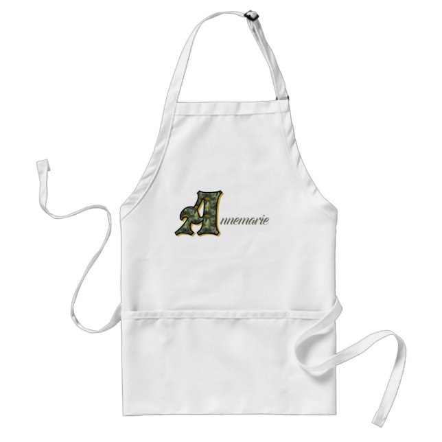 Tablier Monogramme Initial A Nom Marguerites Art Personnal (Devant)