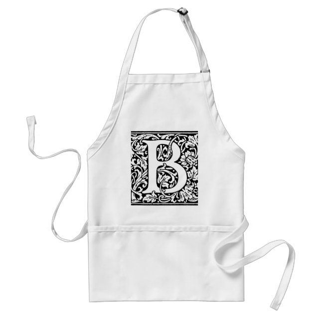Tablier Monogramme initial de B. Motif floral nommé (Devant)