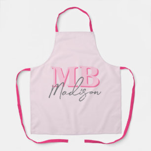 Tablier Monogramme initial minimaliste rose moderne