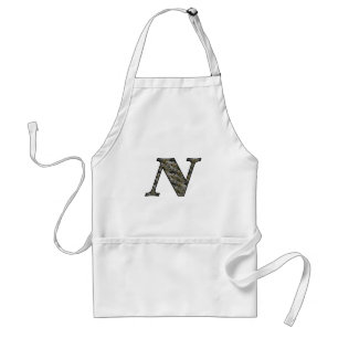 Tablier Monogramme Initial N Hydrangea Floral Apron