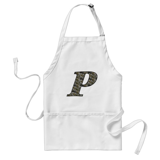Tablier Monogramme initial P Hydrangea floral Apron (Devant)